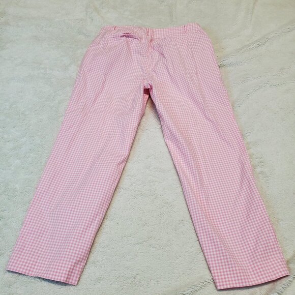 Talbots Pink White Gingham Plaid Cottagecore Preppy Perfect Crop Pants 2 Petite - Picture 6 of 10